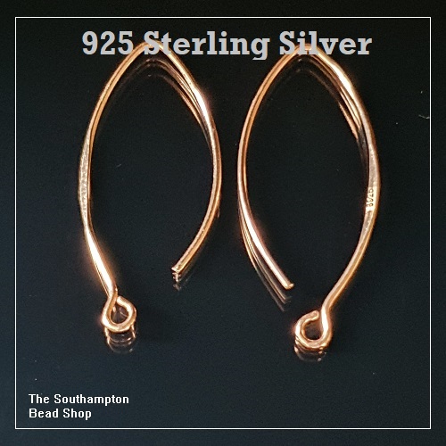 925 Silver Oval Earring Hooks Rose Gold Finished